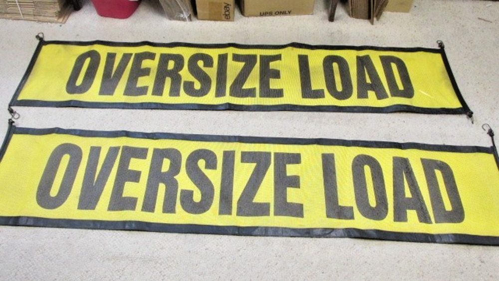 Lot of 2 Mesh Oversize Load Banner Truck Trailer Sign Safety Yellow 84" x 18"